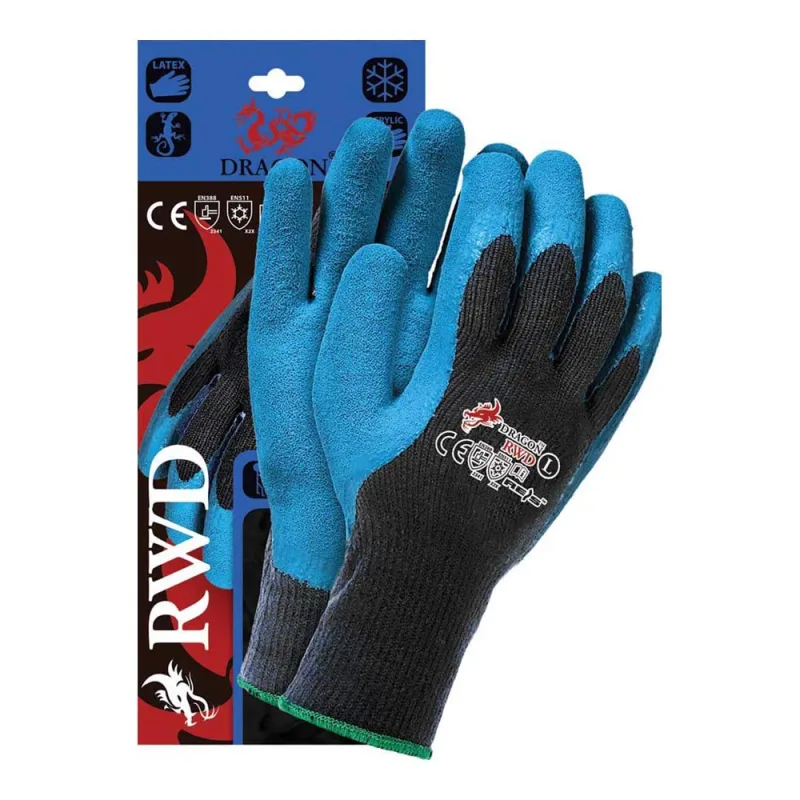 Reis RWDM Dragon - Guantes de protección (talla M, 6 unidades), color negro y azul