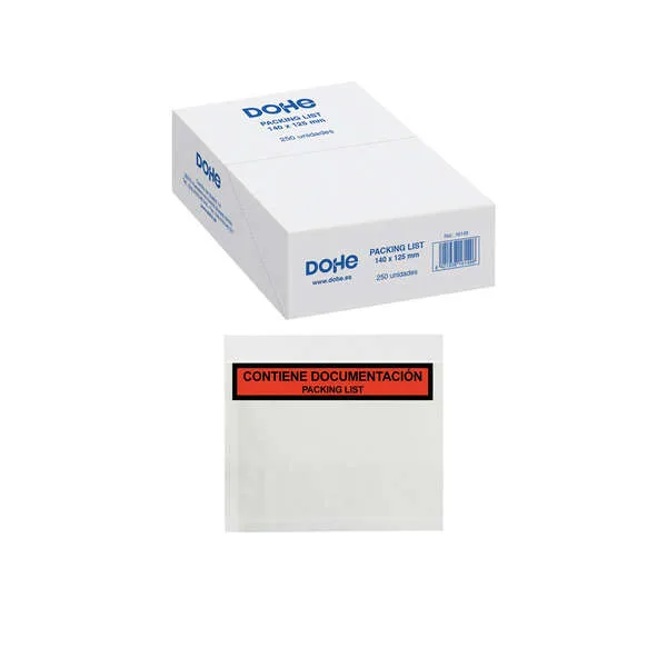 Dohe - Packing List 140x125 mm (250 uds.), Sobres Portadocumentos Autoadhesivos, Material de Oficina