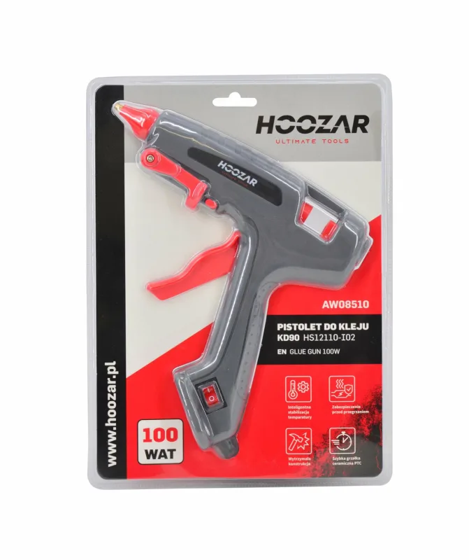 Pistola de calor Hoozar 100W, ideal para pegar y reparar, compacta, eficiente, diseño ergonómico, fácil de usar, perfecta para trabajos de manualidades y reparaciones.
