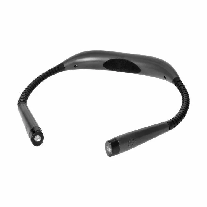 Orno Linterna LED para cuello, iluminación manos libres, batería recargable 1000mAh, diseño cómodo y liviano, ideal para correr, caminar y tareas nocturnas, color negro.