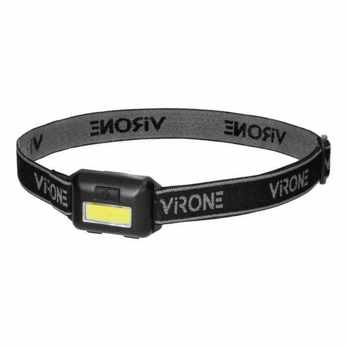 Orno Linterna frontal LED COB 1W, iluminación manos libres para camping y emergencias, luz uniforme y eficiente, diseño compacto y ligero, materiales resistentes, color negro.