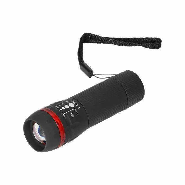 Orno Linterna LED manual 1W con zoom, iluminación portátil para camping y emergencias, potente LED de 1W, enfoque ajustable, diseño compacto y resistente, color negro.