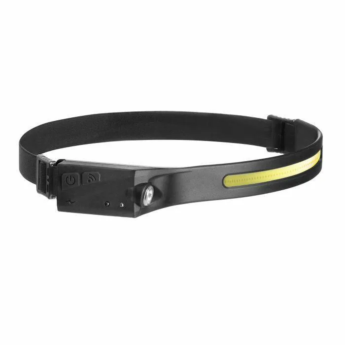 Orno Linterna Frontal LED COB 8W + XPE 3W, iluminación potente para actividades al aire libre, batería recargable 1200mAh, diseño compacto y ergonómico, color negro.