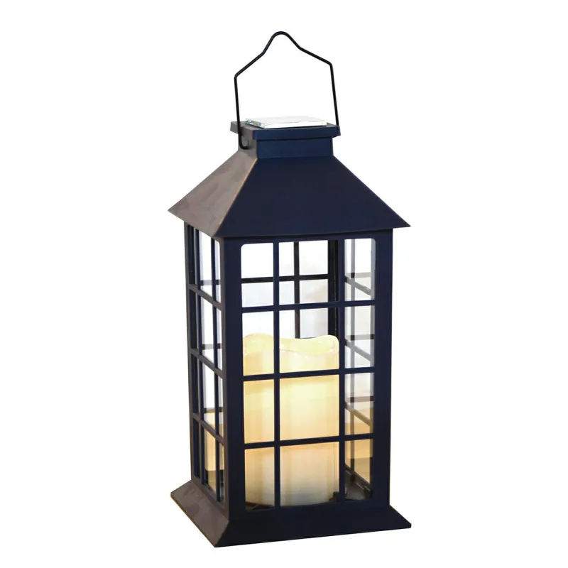 Farolillo solar para exterior, 1 unidad, lámpara solar decorativa con vela, lámpara de mesa, lámpara de exterior, lámpara de jardín, lámpara de vela, color negro, IP44, resistente a la intemperie