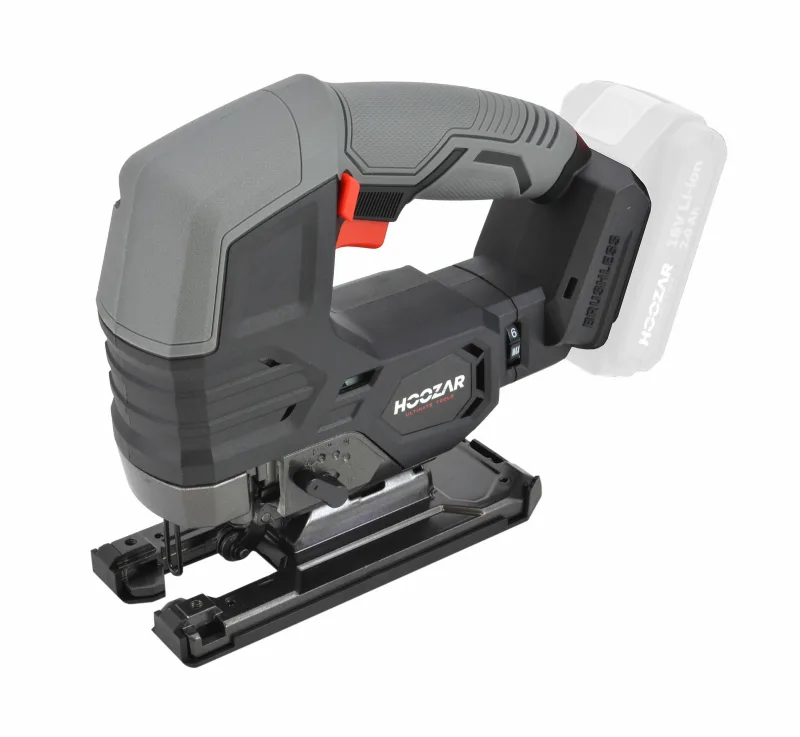 Sierra de calar sin escobillas Hoozar, modelo JS10BL-0, 18V, ideal para cortes precisos en madera y metal, potente, ligera y eficiente para trabajos de bricolaje y profesionales.