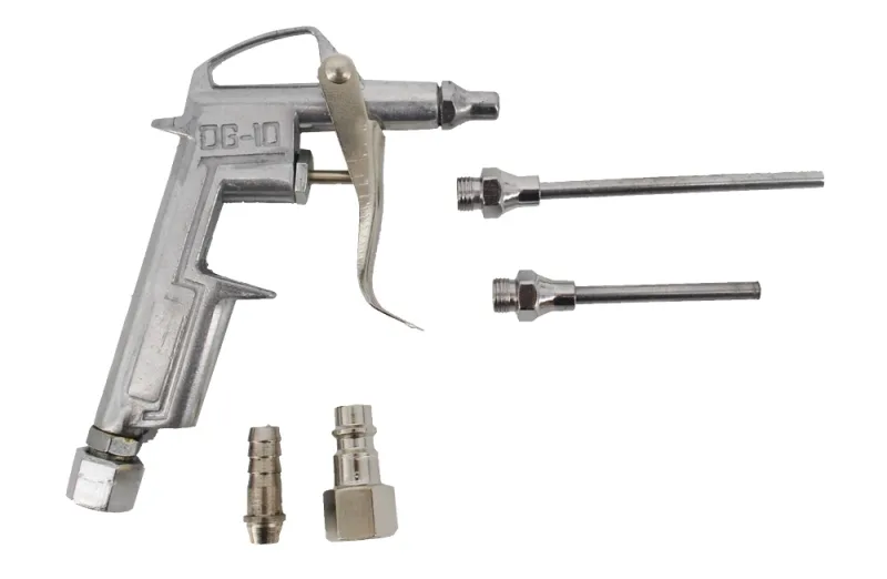 Pistola de soplado neumática SilverTools, modelo S10499, para mantenimiento y limpieza, incluye boquillas de 20 mm, 90 mm, 200 mm, conexión rápida 1/4" y 1/2", 0-8 BAR