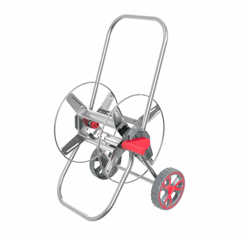 AWTOOLS Carro para Manguera Metálico, capacidad 60m, estructura resistente, sistema de enrollado, movilidad sencilla, ideal para jardines y riego