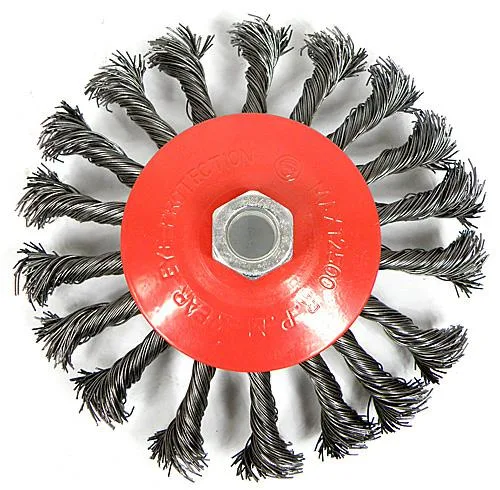 Cepillo de Disco de Alambre, Silver, S10360, 125 mm, Alambre Trenzado M14, para eliminación de óxido, pintura, barniz, desbaste y desbarbado, compatible con amoladoras