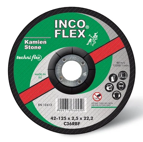 Disco abrasivo Incoflex, Tarcza para Corte de Piedra 230 x 2,5mm, ideal para materiales duros, cortes precisos y gran durabilidad en trabajos intensivos.