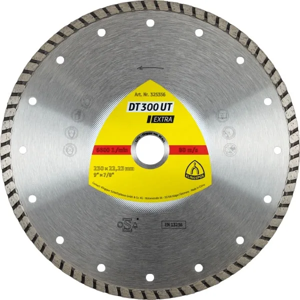 Klingspor 325356 Discos de Corte Diamantados para Amoladoras Angulares, DT 300 UT, 230 mm x 22.23 mm, 6600 RPM