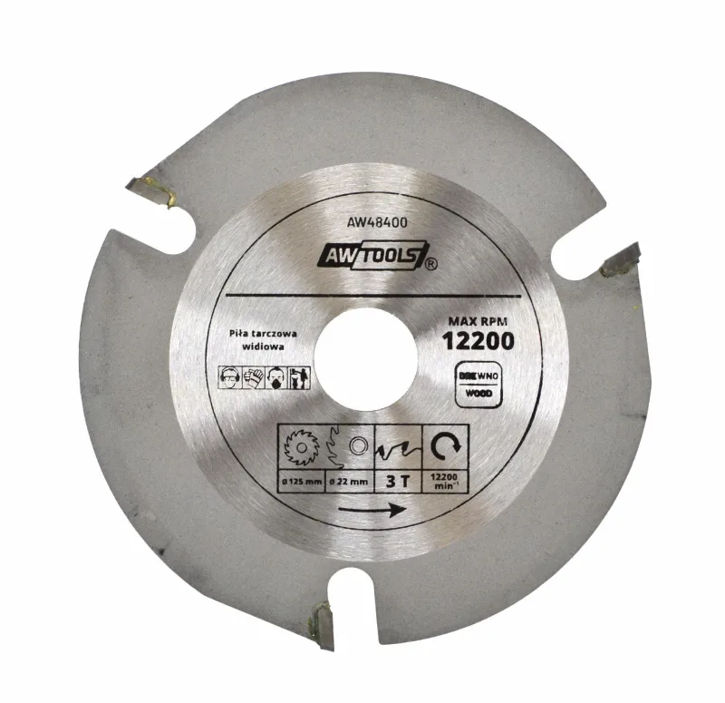 Awtools, Sierra circular TCT 125mmx22x3z, para cortes en madera, plástico y metales suaves, alta durabilidad, uso profesional, compatible con sierras circulares y de banco