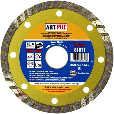 Disco de diamante turbo 230 x 22,2 mm, marca AR, corte rápido y preciso, ideal para concreto, cerámica y piedra, alta durabilidad, rendimiento profesional.