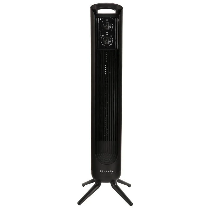 Grunkel Ventilador de torre TF-324BL con potencia: 45W - 3 velocidades - Oscilación 90° y Temporizador de 2h silencioso y ideal para habitación o dormitorio