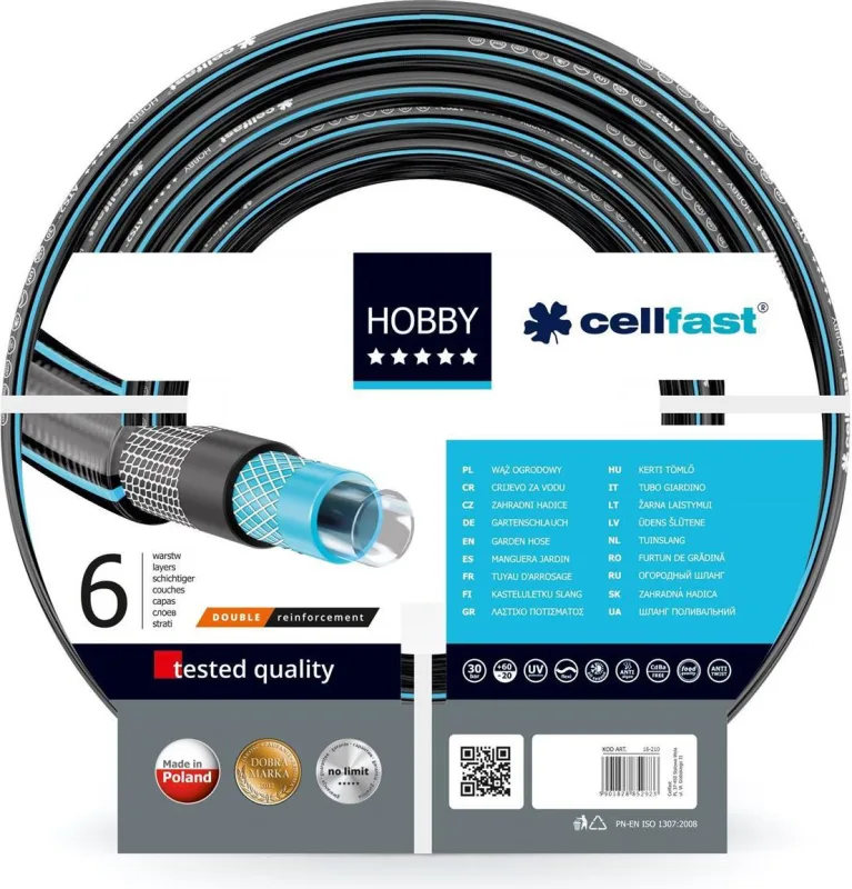 Cellfast Hobby - Manguera de jardín (1/2", 50 m), Color Azul