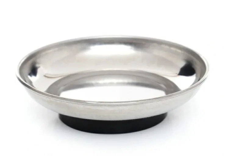 Bandeja magnética redonda Silver - Herramienta de almacenamiento para tornillos, tuercas y piezas metálicas, alta capacidad de sujeción