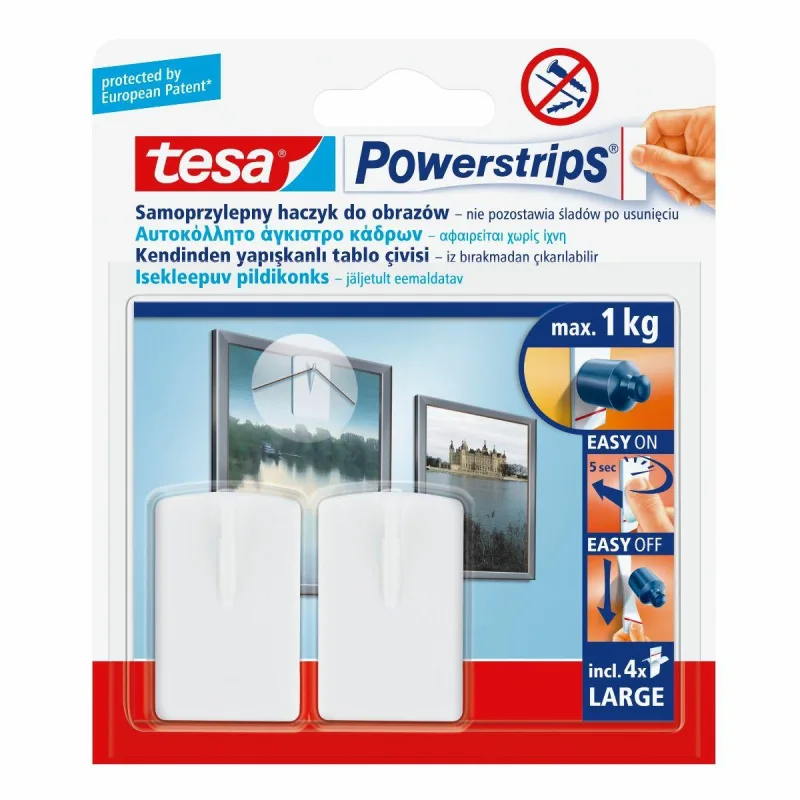 POWERSTRIPS 58031-00128-01 tesa 4042448016898 - Gancho adhesivo para pinturas, color blanco