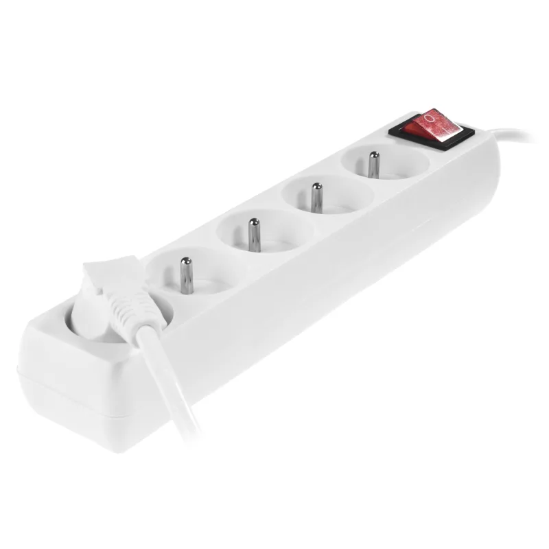 Extensión doméstica blanca Awtools, modelo 5-gniazdos 1,5m con conexión a tierra e interruptor, ideal para uso en casa, 5 tomas, cable resistente y diseño seguro y funcional.