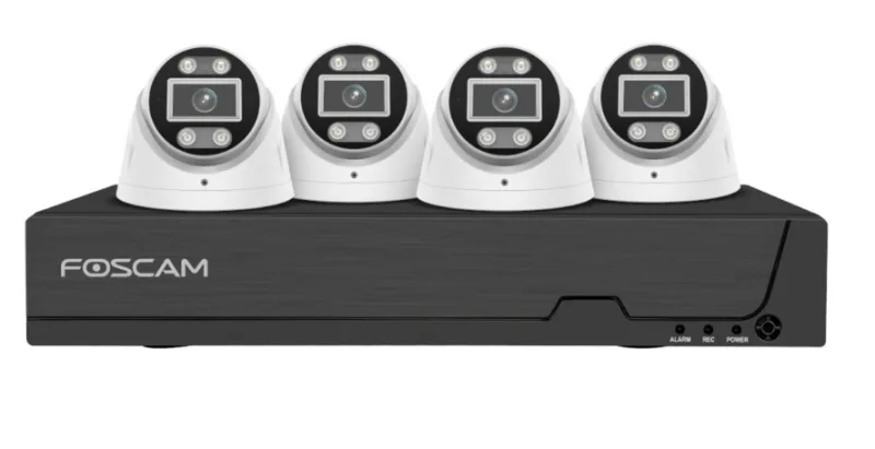 Foscam fn9108e-t4-2t überwachungskameraset 4 kameras mit recorder schwarz