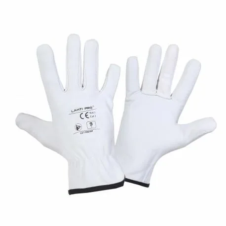 Guantes de trabajo, sin marca, modelo talla 9, para protección laboral y manejo de herramientas, cuero resistente, color gris, cómodos y duraderos