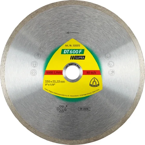 Klingspor 325369 Discos de Corte Diamantados para Amoladoras Angulares, DT 600 F, 125 mm x 22.23 mm, 12200 RPM