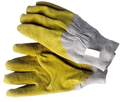Guantes de goma amarillos 411, protección para manos, alta resistencia, diseño ergonómico, ideales para trabajos de limpieza, jardinería, y manipulación de productos químicos.