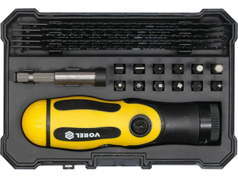 Vorel Soporte para Sierras de Punzón, set de 18 piezas, sujeción eficiente para carpintería y mantenimiento, ideal para cortes precisos.