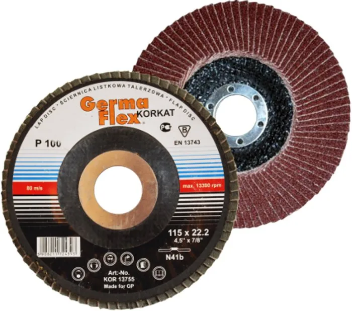 Disco abrasivo de listones 115mm P60, ideal para lijado fino en superficies duras, alta durabilidad, rendimiento excepcional, perfecto para trabajos de acabado y detalles precisos.