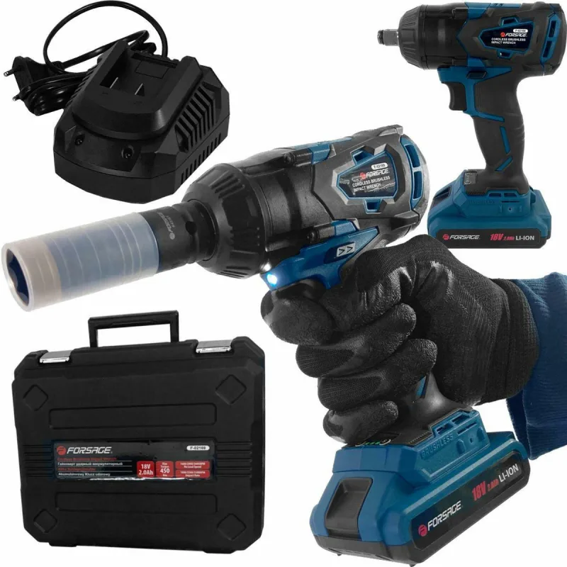 ForsagePol - Destornillador de percusión eléctrico inalámbrico (1/2" (18 V, 2,0 Ah, Li-ion, 450 Nm)