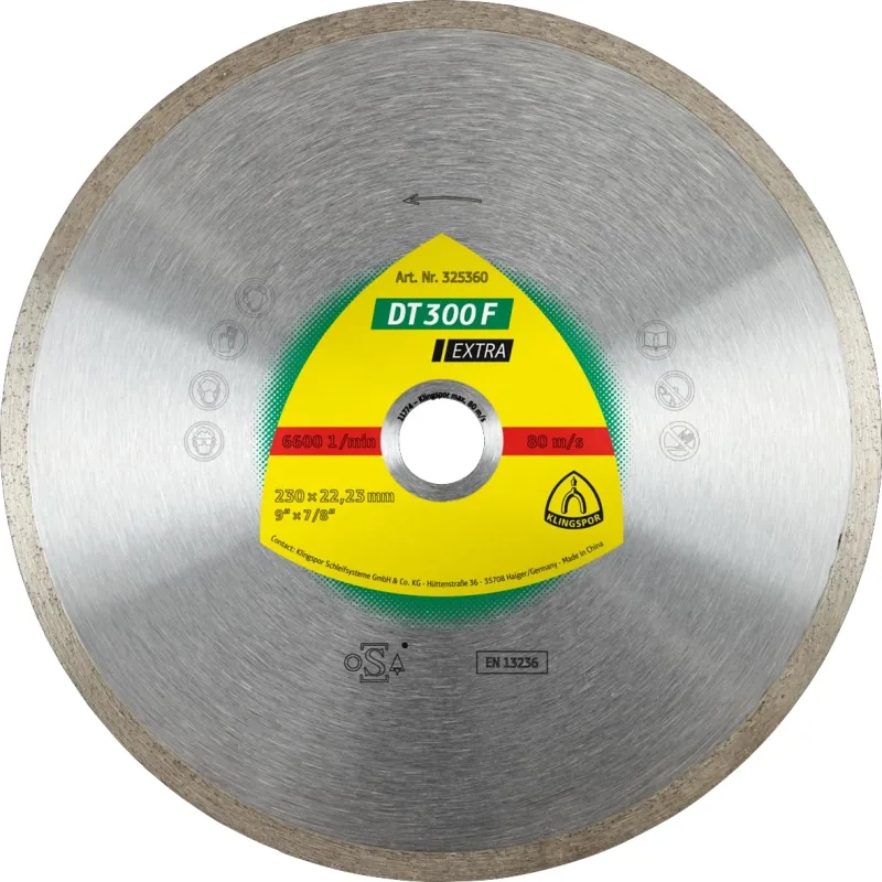 Klingspor 325360 Discos de Corte Diamantados para Amoladoras Angulares, DT 300 F, 230 x 22.23 mm, 6600 RPM