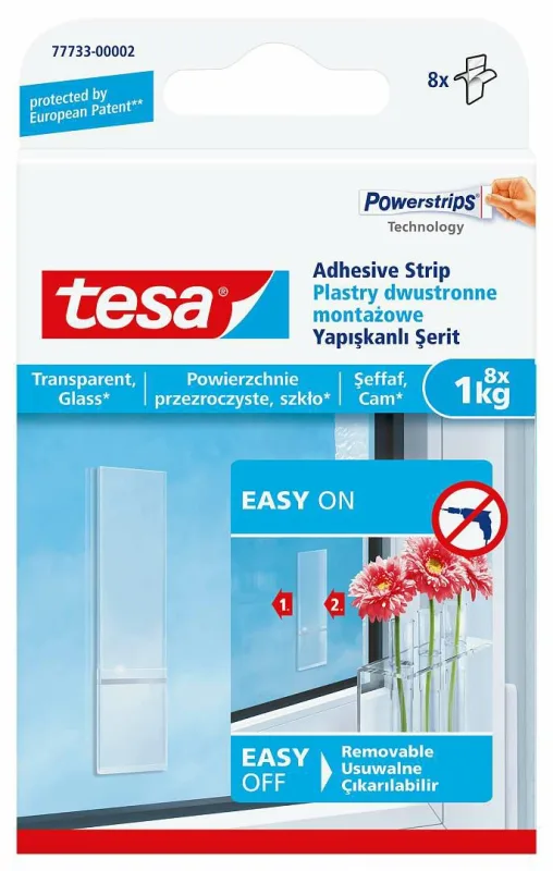 Plastry adhesivos transparentes Tesa 1kg, ideales para fijaciones seguras con un diseño discreto y resistente.