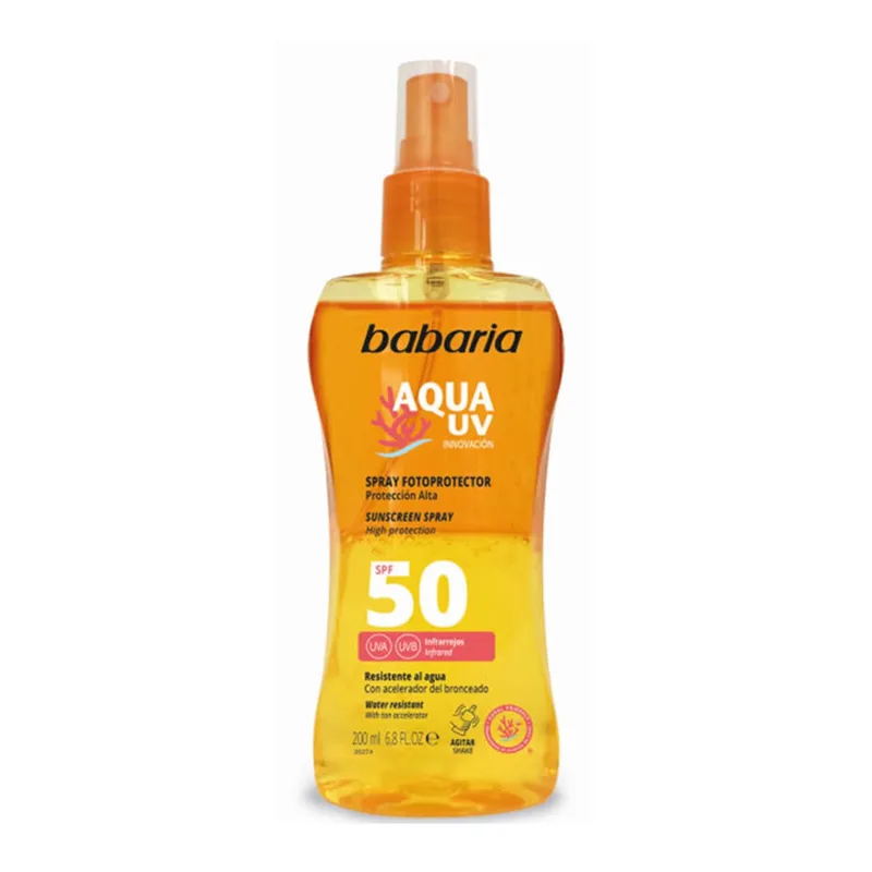 Babaria - Spray Sol 200 ml | Protector Solar 50 | Proteccion Solar 50 | Resistente al Agua | Rayos UVA y UVB