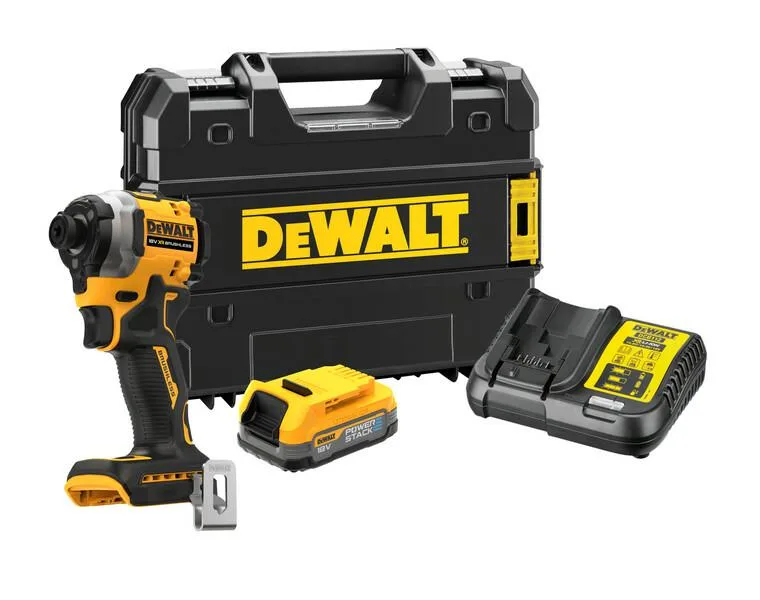 Atornilladora de Impacto DEWALT 18V DCF850E1T, 208Nm, 1x1.7Ah Powerstack, Alta Potencia, Ideal para Profesionales, Compacta y de Alto Rendimiento