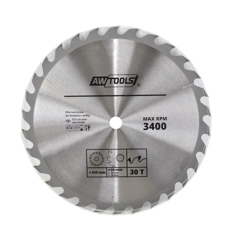 Awtools, Sierra circular TCT 115x22x40z, para cortes en madera, plástico y metales no ferrosos, alta durabilidad, uso profesional, compatible con sierras circulares
