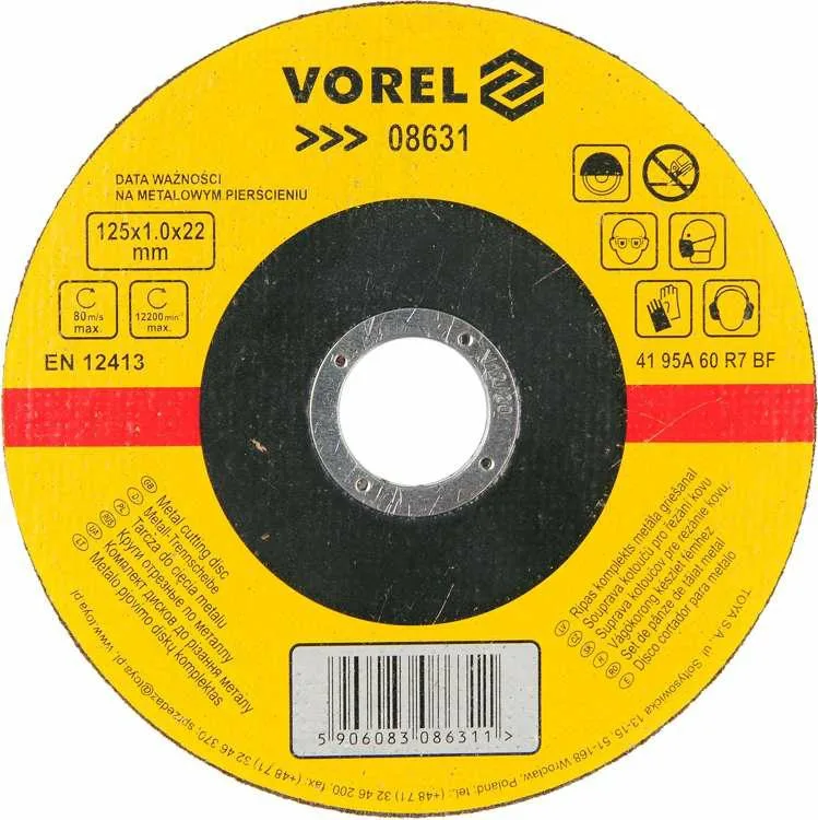 VOREL 08631 - de metal 125x1x22mm disco de corte