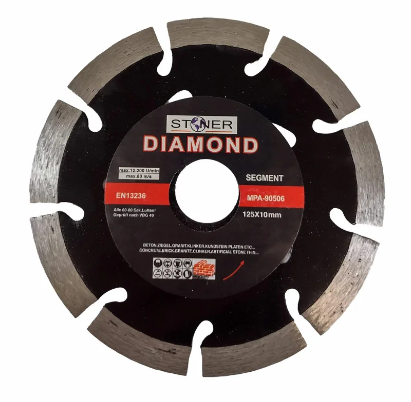 Disco diamantado 125mm, Stoner, segmento, corte eficiente, alta durabilidad y precisión para materiales duros, ideal para trabajos en seco.