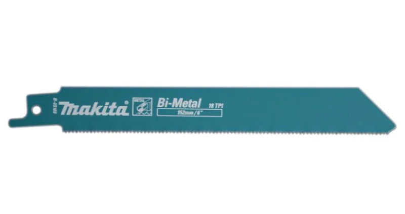 Makita Hoja de Sierra B-43175, herramienta profesional para cortes en madera y metal, diseño optimizado, tecnología bimetálica, compatibilidad amplia, paquete de 5 piezas, color metálico.