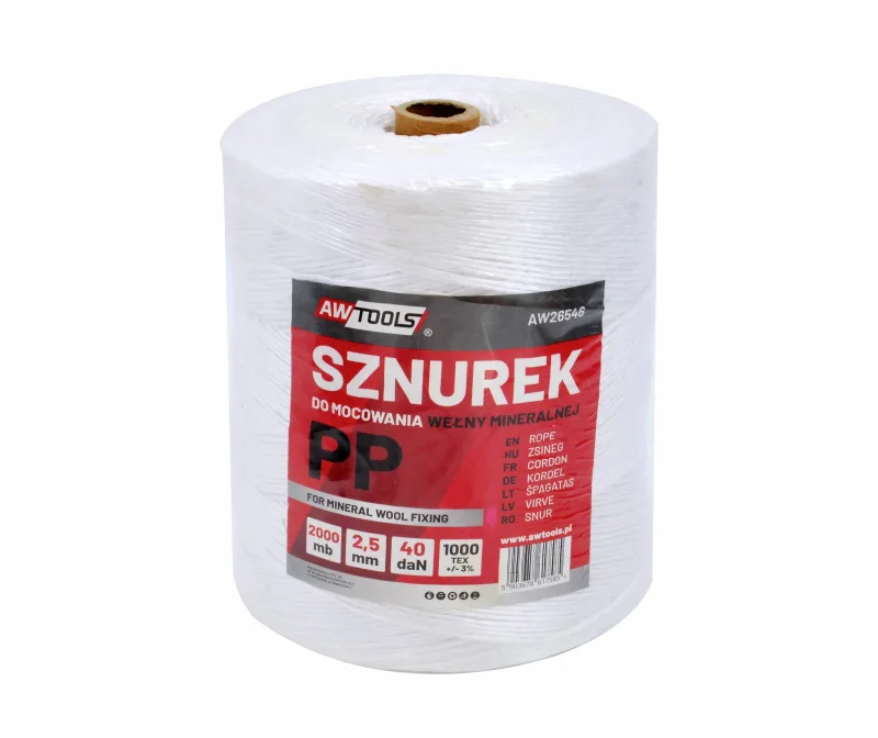 Soga de polipropileno Awtools para amarre de lana, 200m, resistente y duradera, ideal para atar materiales en construcción y otros trabajos de amarre.