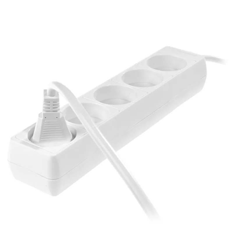 Extensión doméstica blanca Awtools, modelo 5-gniazdos 1,5m, ideal para uso en casa, sin conexión a tierra, 5 tomas, cable resistente y diseño compacto para comodidad y seguridad.