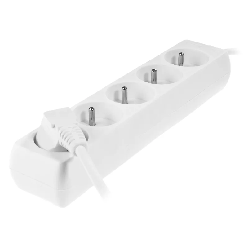 Extensión doméstica blanca Awtools, modelo 5-gniazdos 3,0m con conexión a tierra, ideal para uso en casa, 5 tomas, cable resistente y largo extra para mayor alcance y seguridad.