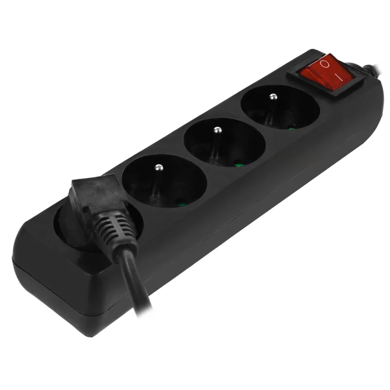 Extensión doméstica Awtools, modelo 4-gniazdos 3,0m con conexión a tierra e interruptor, ideal para el hogar, 4 tomas, cable resistente, diseño compacto y seguro.