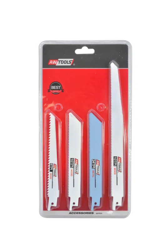 Awtools, Set de sierras para sierra recíproca 12 piezas, para cortes rápidos y precisos en madera, metal y plásticos, alta durabilidad, ideal para trabajos exigentes