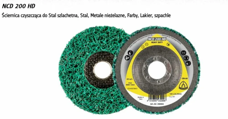 Disco de limpieza NCD 200HD, 125 x 22,23 mm extra grueso