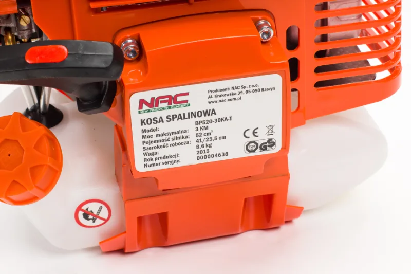 Desbrozadora de Gasolina Nac 52cc 2,7nm con motor potente, par motor elevado, sistema anti-vibración, ideal para trabajos exigentes en jardinería y corte de maleza