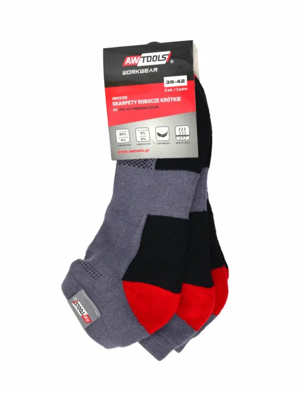 AWTOOLS CALCETINES CORTOS ROZ.39-42 / 3 UNIDADES.