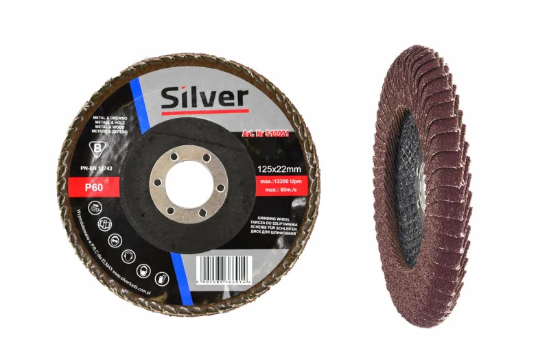 Disco de lijado listonado Silver 125 mm P60, ideal para el lijado de juntas y superficies duras, acabado profesional, alta durabilidad y precisión para trabajos industriales.