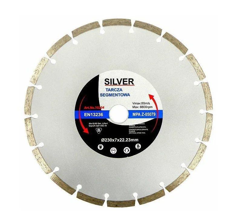 Disco de diamante segmentado, Silver, 350 x 10 x 25,4/22,2 mm, uso profesional para corte en seco, ideal en hormigón, piedra y asfalto, gran resistencia y precisión