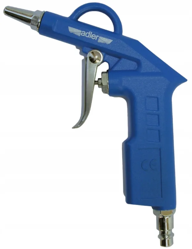Adler Pistola de soplado, herramienta neumática para limpieza de maquinaria y talleres, flujo de aire optimizado, diseño ergonómico, alta resistencia y durabilidad, color metálico.