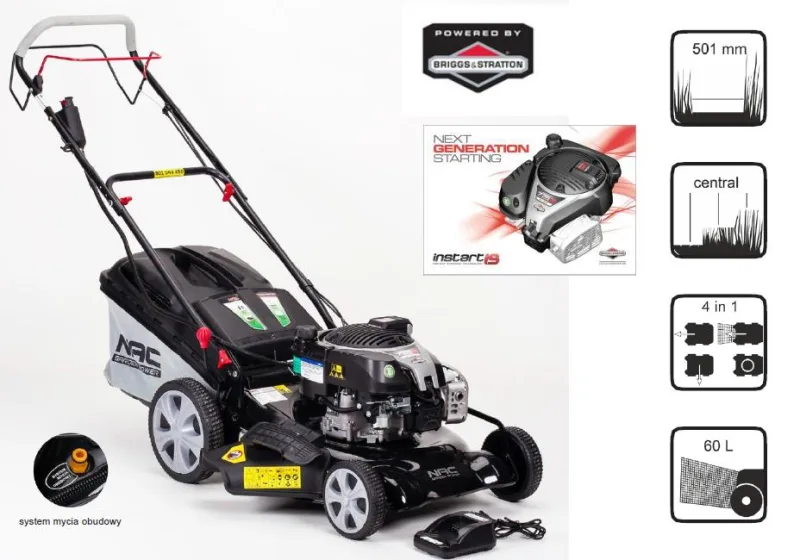 NAC Cortacésped a Gasolina con Tracción LS50-775IS-HS, motor Briggs & Stratton 161cc, arranque fácil 775IS, ancho de corte 53 cm, ideal para jardines medianos y grandes.