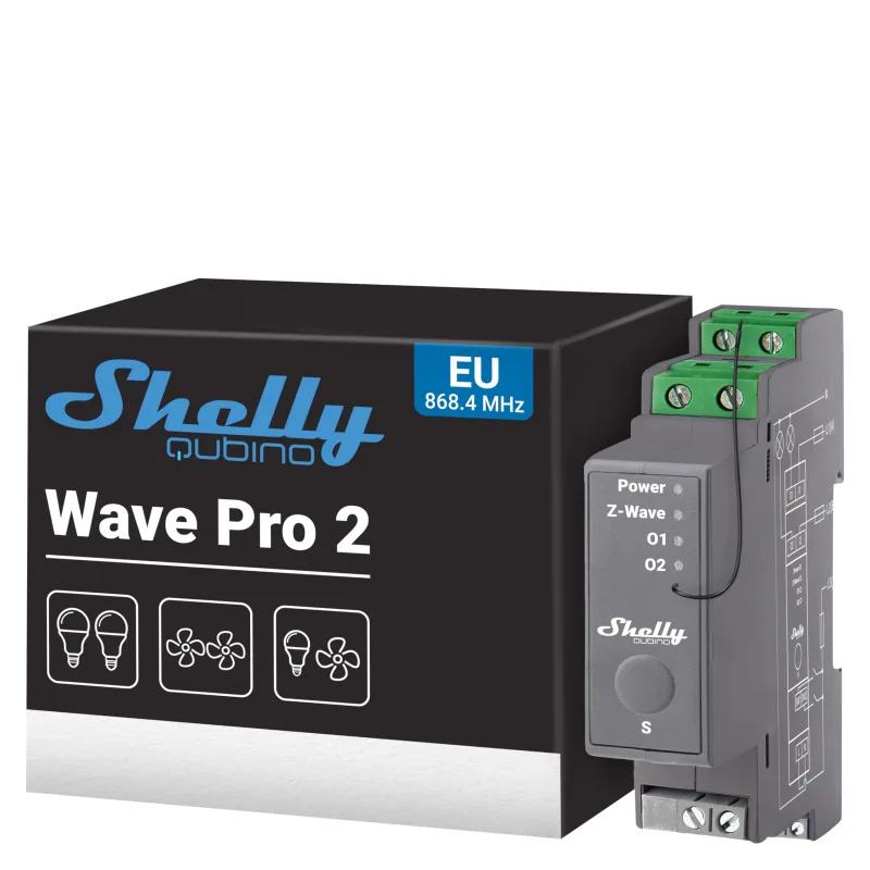 Shelly Qubino Wave Pro 2 alimentación del relé Gris