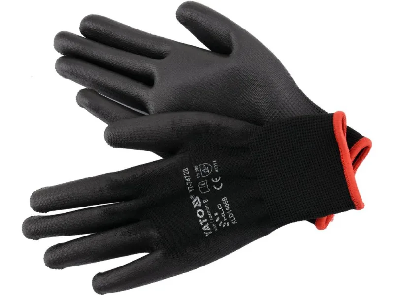 Yato YT-74728 guante de seguridad Guantes de fábrica Negro Nylon, Poliuretano 1 pieza(s)